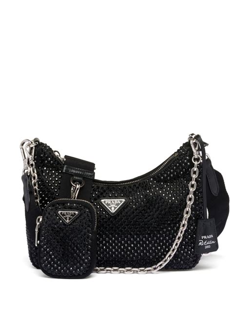 prada re-edition 2005 crystal-embellished satin shoulder bag|Crystal Prada Re.